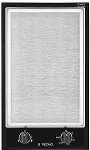 Cooktop Teppan 30 cm, 2 zonas em aço inox, temp. de 45 °C a 250 °C, semi-filo, Tecno- 220V