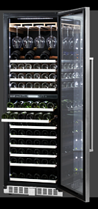 Adega Evol 220V, para 160 garrafas, Wine Center Smart 160g, Dual Zone - Wifi, abertura da porta para a Direita, App Evol Smart, Visualização dos dois rótulos de forma confortável.