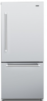 Refrigerador bottom freezer de embutir em inox com 76 cm, para 445 l, 220 V, abertura de porta para a direita