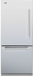 Refrigerador 76 cm, de piso e de embutir, Refrigerador bottom freezer, com 445 litros, ice maker, puxadores em inox escovado, Tecno Professional-220V