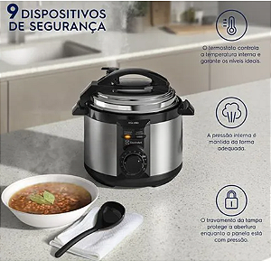 Panela de Pressão Elétrica Electrolux 3L Cor Inox Efficient com Timer - 220V