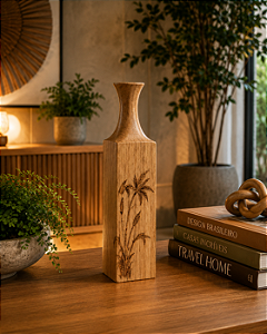 Garrafa Decorativa Bambu P em Madeira Teca – Elegância Natural para sua Decoração | Casa de Lila