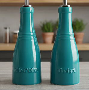 Conjunto Galheteiro Óleo e Vinagre de Cerâmica Azul Caribe - Le Creuset