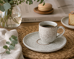 Conjunto com 6 Xícaras de Café com Pires Bio Pistache 120 ml – Porto Brasil | Casa de Lila