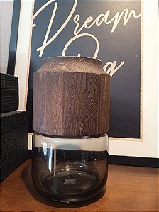 Vaso de vidro 24x x10x 10 cm- Cinza