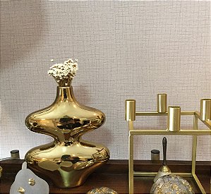 Vaso em Cerâmica Dourado Geometrico P -23 X 19,5 X 7,5CM