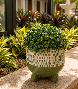 Cachepô Decorativo em Cerâmica Verde 16cm – Elegância e Versatilidade | Casa de Lila