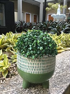 Cachepô Vaso Decorativo Planta Cerâmica 15x16x16cm Verde