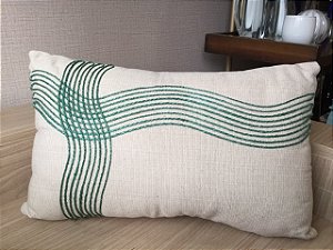 Almofada Linho Bege aplique Rami  Verde 35 x 52 cm