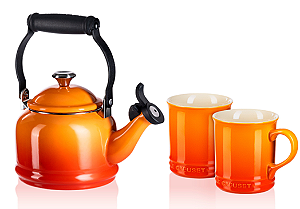 Kit Chaleira Demi com 2 canecas Seattle Laranja- Le Creuset