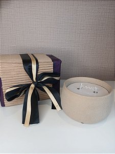 Vela Com Suporte Em Cerâmica - 13x8cm
