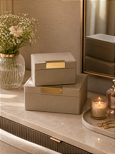 Conjunto de Caixas Organizadoras Quadradas em MDF com Revestimento em PU – Organização Sofisticada e Design Elegante | Casa de Lila