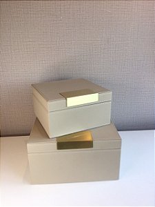 Conjunto de caixas organizadoras em MDF com Revestimento em PU - Quadrada