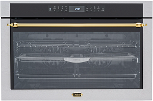 Forno Tecno Vintage 90 cm, Elétrico, 138 Litros, 15 Funções, Convecção Dupla, Air Fry, Puxador em Latão Polido 220V– Casa de Lila