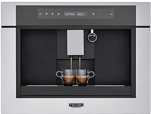 Cafeteira de Embutir Tecno Professional em aço inox escovado, 60 cm, preparo automático de 4 tipos de café, água quente, pressão de 20 BAR, jarra térmica para leite, 220V – Casa de Lila