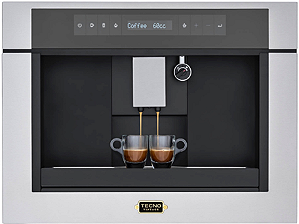 Cafeteira de Embutir Tecno Vintage em aço inox escovado, 60 cm, preparo automático de 4 tipos de café, água quente, pressão de 20 BAR, jarra térmica para leite, 220V – Casa de Lila