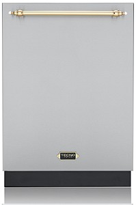 Lava-louças para Revestir Tecno Vintage em inox escovado, 60 cm, de embutir, 16 serviços, 9 programas de lavagem, puxador em latão polido, 220V – Casa de Lila