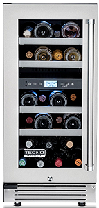 Adega Tecno Professional TR08AVDA 38 cm, de piso e embutir, 23 garrafas, abertura à esquerda, 2 zonas, inox escovado 220V – Casa de Lila