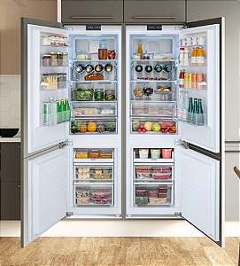 Refrigerador para revestir de embutir DUOTR26 BRDB, bottom freezer, 466 litros, portas reversíveis para revestir, compressor inverter, TECNO Original - 220V