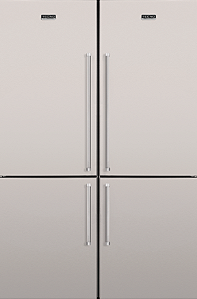 Refrigerador de embutir e de piso, bottom freezers aplicados em par, 648 litros, abertura reversível em ambos os freezers, puxadores em aço inox escovado, Tecno Professional - 220V