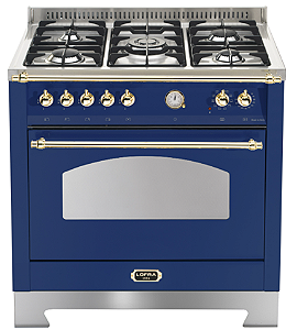 Fogão Lofra Dolcevita Azul, 5 Queimadores a Gás, Forno Elétrico 101 L com Grill, Piso e Embutir, 220V - Casa de Lila