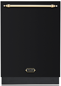 Lava-Louças Tall Tub de Embutir Tecno Vintage 60 cm, 16 Serviços, 9 Programas, Preto Fosco e Puxador em Latão - Casa de Lila