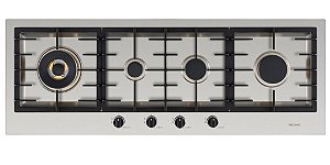 Cooktop a gás, inox escovado 110 cm x 40 cm - 4 queimadores com tripla chama lateral, 220V, Professional - Tecno