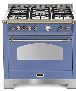 Fogão a gás Dolce Vita lavanda 90 cm, de piso e de embutir, 5 queimadores a gás, forno elétrico com churrasqueira, Vintage, Lofra- 220V