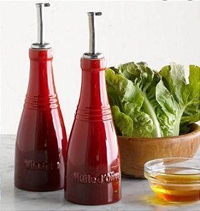 Conjunto Galheteiro Óleo e Vinagre de Cerâmica Vermelho - Le Creuset