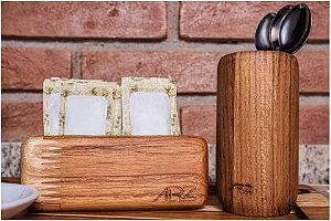 Porta colher Verre Madeira Teca ARZ Home Design