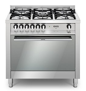 Fogão a gás inox 5 queimadores, 90x60cm, forno a Gás - Lofra