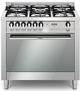 Fogão 90 cm, de piso e de embutir, 5 queimadores a gás, forno a gás com churrasqueira, Lofra- 220V