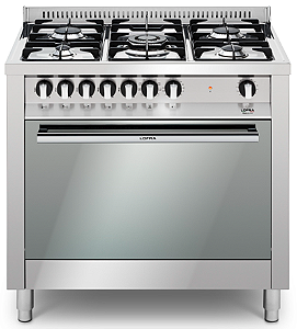 Fogão 90 cm, de piso e de embutir, 5 queimadores a gás, forno elétrico com churrasqueira, Lofra- 220V