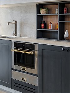 Gaveta Aquecida 60 cm, painel digital, para 4 serviços, calor ventilado, abertura por toque, em inox escovado, Tecno Vintage, 220V - Casa de Lila