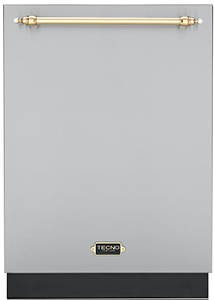 Lava-Louças de Embutir Tecno Vintage, 60 cm, Tall Tub, Porta em Inox, Puxador em Latão Polido, 16 Serviços, 9 Programas, 220V – Casa de Lila