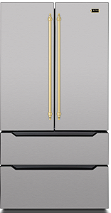 Refrigerador 91 cm, de piso e de embutir, french door, com 636 litros, ice maker, puxadores em latão polido, Tecno Vintage-220V