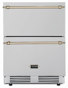 Gaveta Refrigerada 60 cm, de piso e de embutir, com 95 litros, uso externo ou interno, puxadores em latão polido, Tecno Vintage -220V
