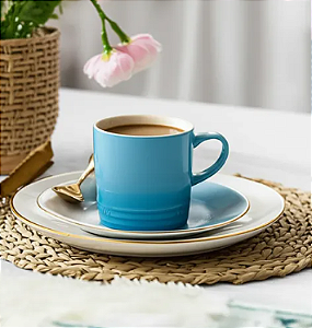 Caneca Café 350 ml Azul Caribe em Cerâmica Le Creuset – Design Clássico e Uso Diário | Casa de Lila