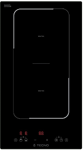 Cooktop de indução, mesa vitrocerâmica preta, 2 zonas de aquecimento com tecnologia bridge 29 cm - Tecno