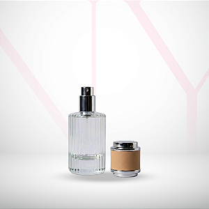 Frasco de Vidro 30ml canelado com Spray e Sobretampa