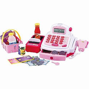 Caixa Registradora Infantil Rosa com Acessórios DM Toys DMT3815