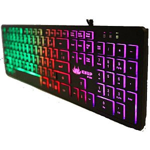 Teclado Gamer Qwerty Português Brasil Retroiluminado com Luz Rgb Knup