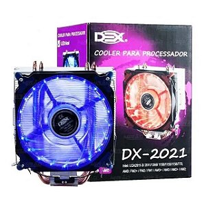 Cooler Universal p/ Processador Intel Amd C/ 21 Leds Dex DX-2021 Azul