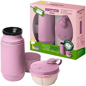 Conjunto Garrafa Térmica 250mL e Pote p/ Leite em Pó 280mL Sanremo RS
