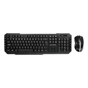 Teclado e Mouse Kit Sem Fio Wireless Teclas Multimídia C3Tech K-W40BK