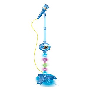 Microfone Infantil Brinquedo Pedestal com Luz DM Toys DMT5897 Azul