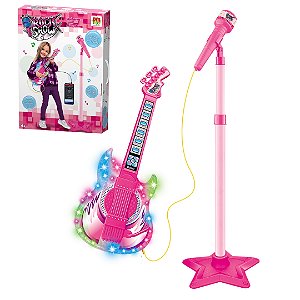 Guitarra com Microfone e Pedestal Infantil Rock Show Dm Toys DMT5893