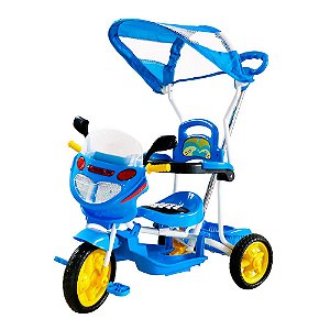 Triciclo Passeio Divertido Motoca Capota Infantil DM Toys DMT5577 Azul