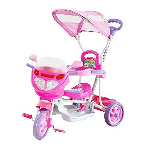 Triciclo Passeio Divertido Motoca Capota Infantil DM Toys DMT5578 Rosa