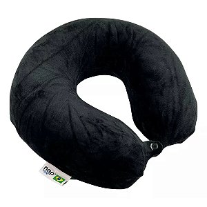 Travesseiro de Viagem Plush Espuma Nasa Com Botão Preto Nap MPS2A40